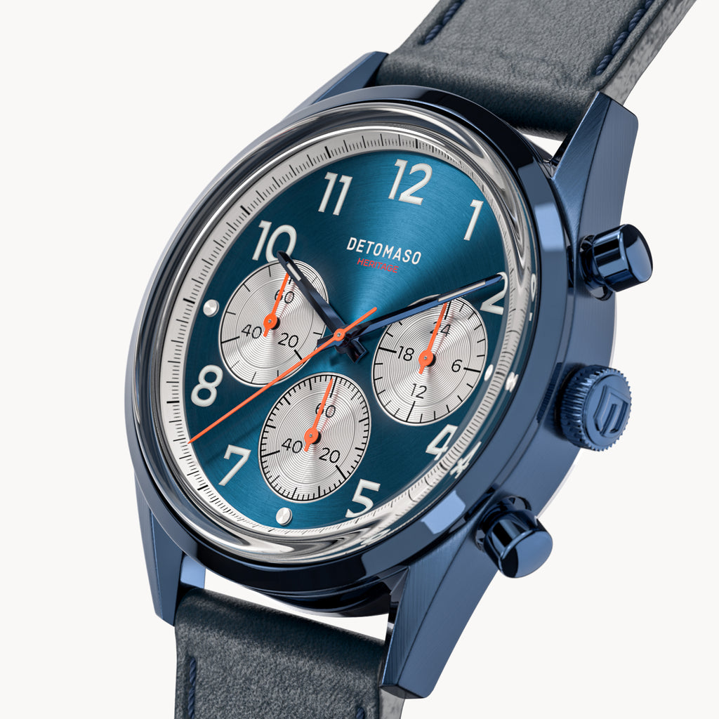 HERITAGE CHRONOGRAPH BLUE - Leather Blue Toscano - Detomaso Watches