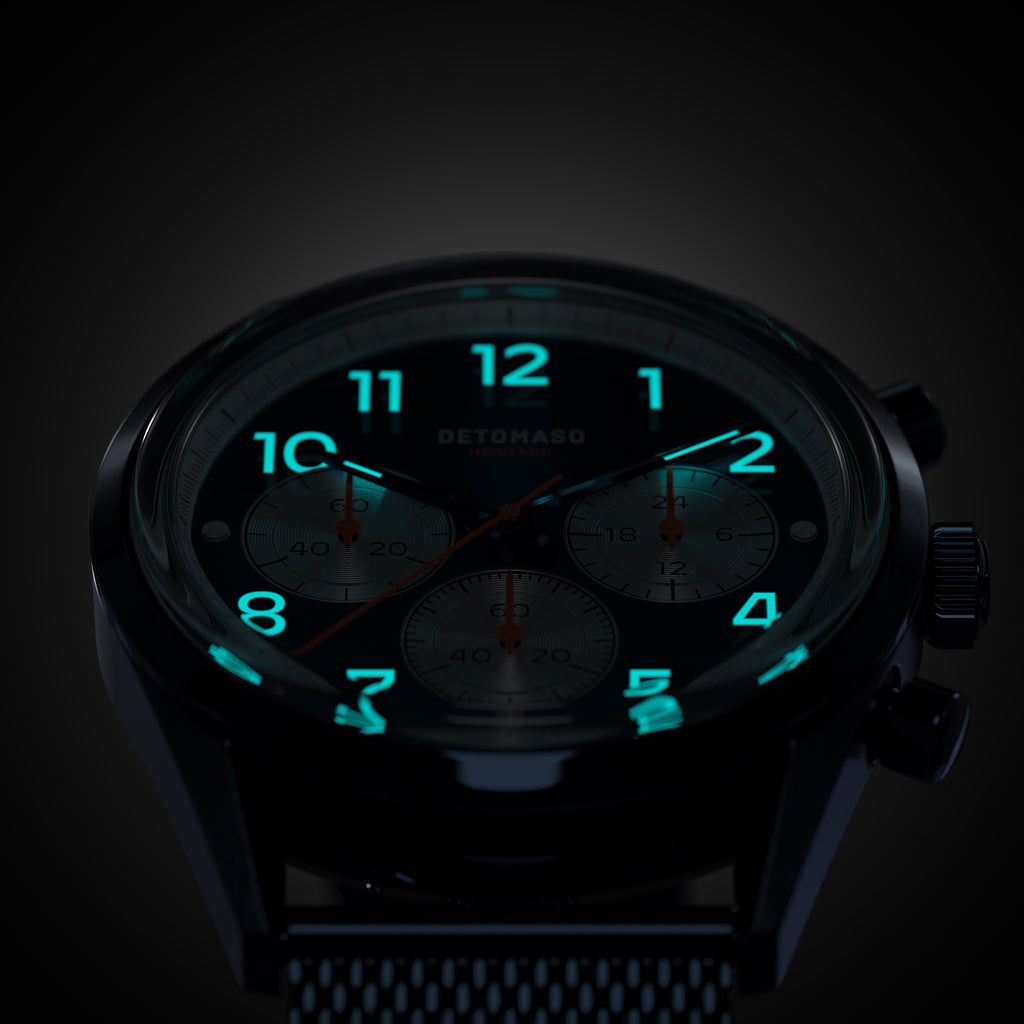 HERITAGE CHRONOGRAPH BLUE - Leather Blue Toscano - Detomaso Watches