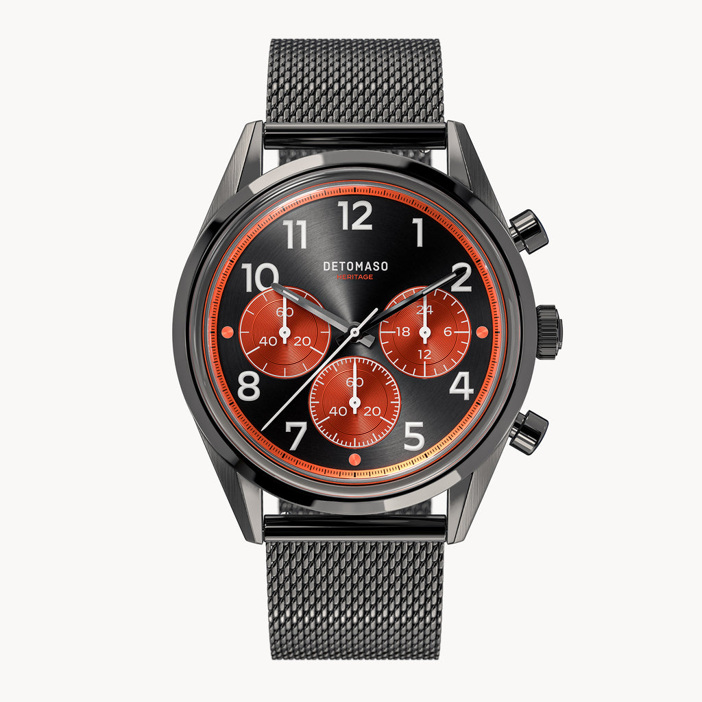HERITAGE CHRONOGRAPH GRAY ORANGE - Mesh Gray Glossy - Detomaso Watches