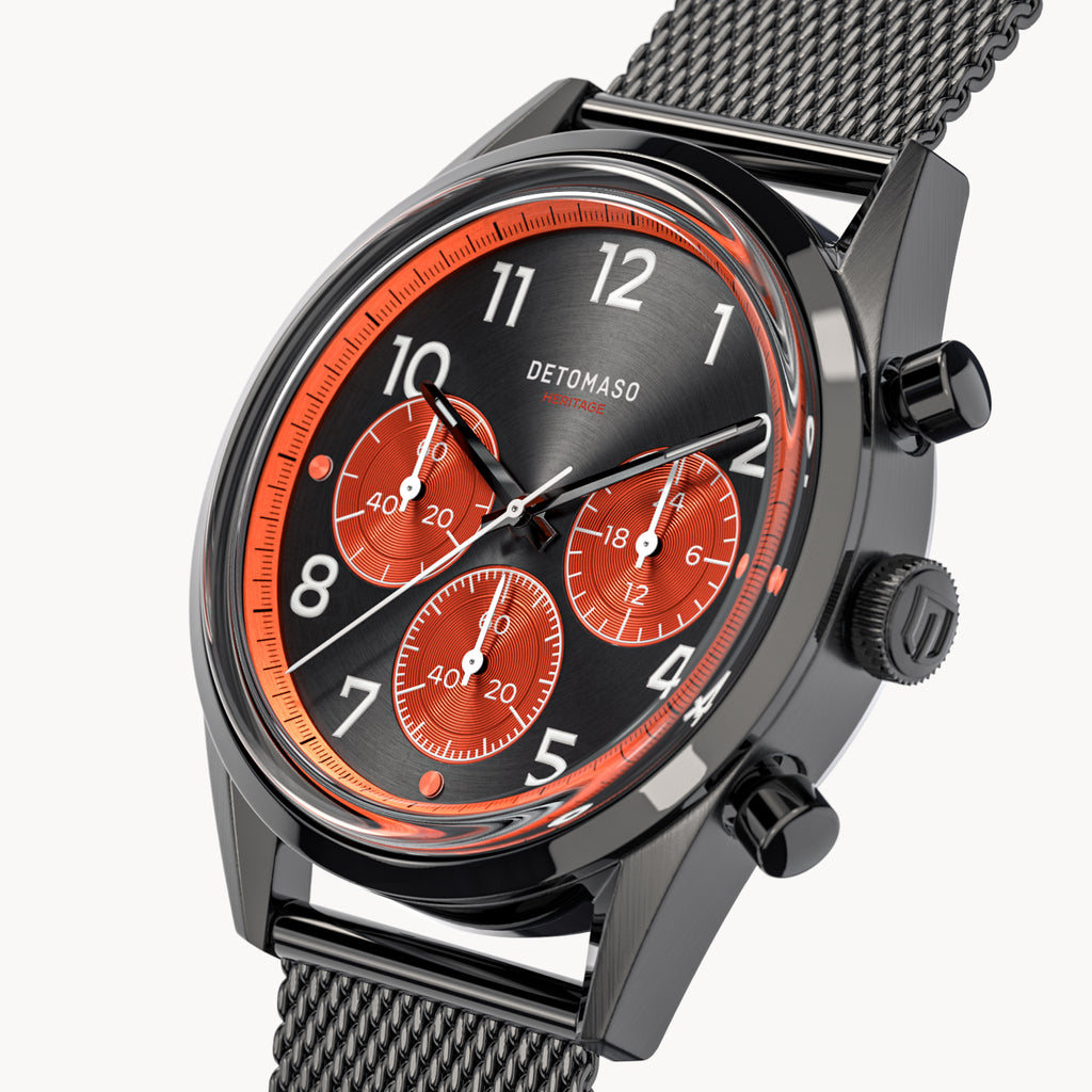 HERITAGE CHRONOGRAPH GRAY ORANGE - Mesh Gray Glossy - Detomaso Watches