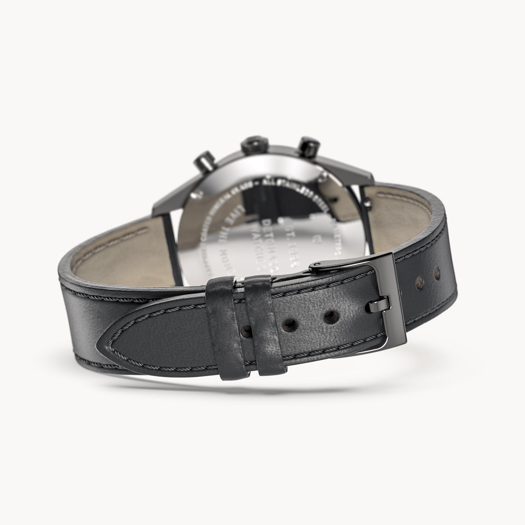 HERITAGE CHRONOGRAPH GRAY ORANGE - Vegan Apple Leather Black Smooth - Detomaso Watches