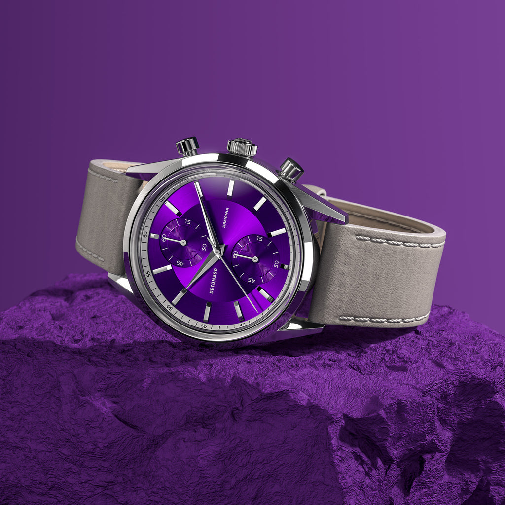 ARMONIA CHRONOGRAPH PURPLE - Leather Gray Smooth - Detomaso Watches