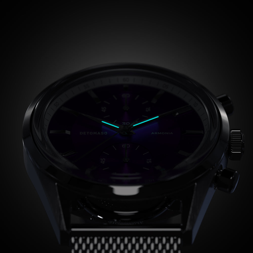 ARMONIA CHRONOGRAPH PURPLE - Leather Gray Smooth - Detomaso Watches