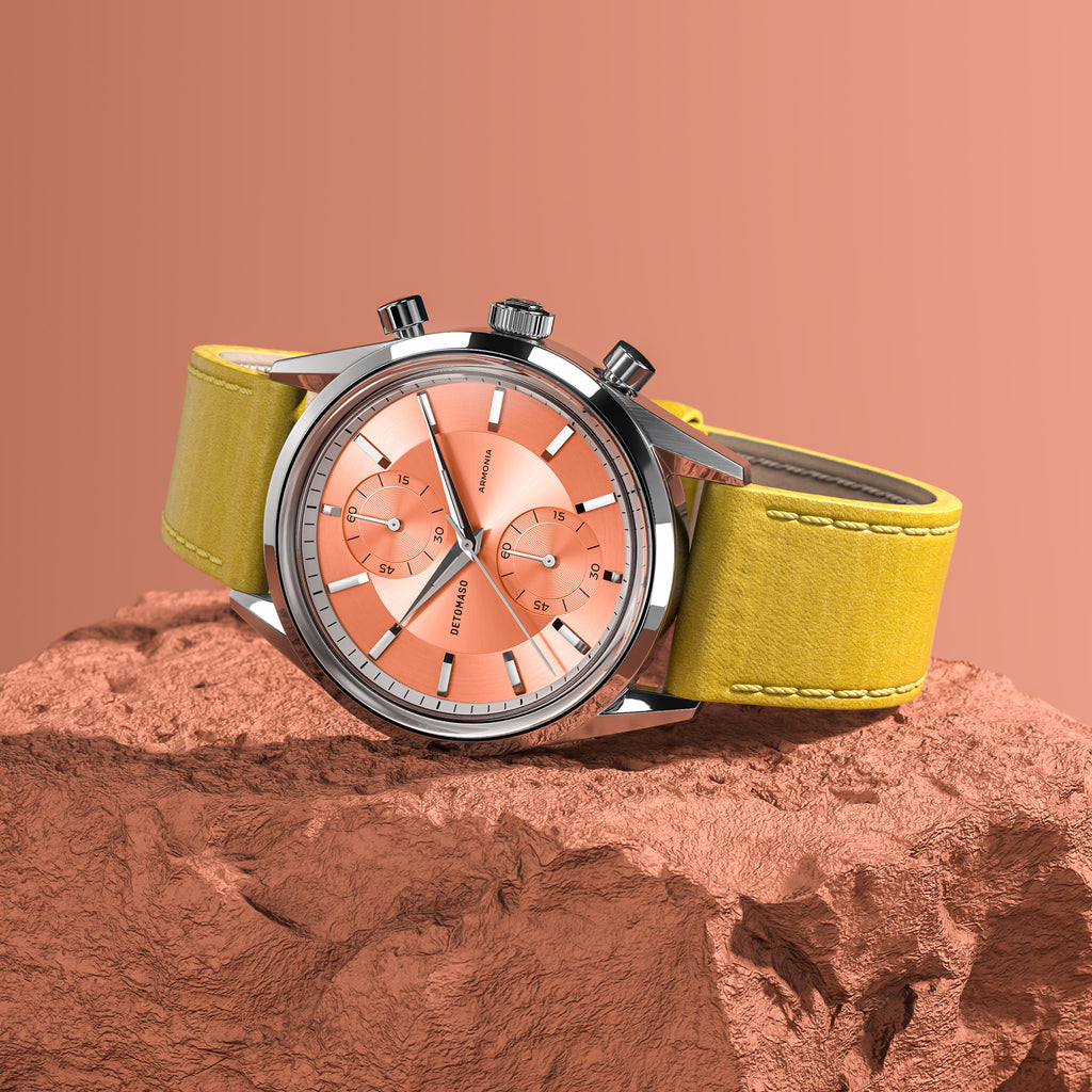 ARMONIA CHRONOGRAPH PEACH - Leather Yellow Smooth - Detomaso Watches