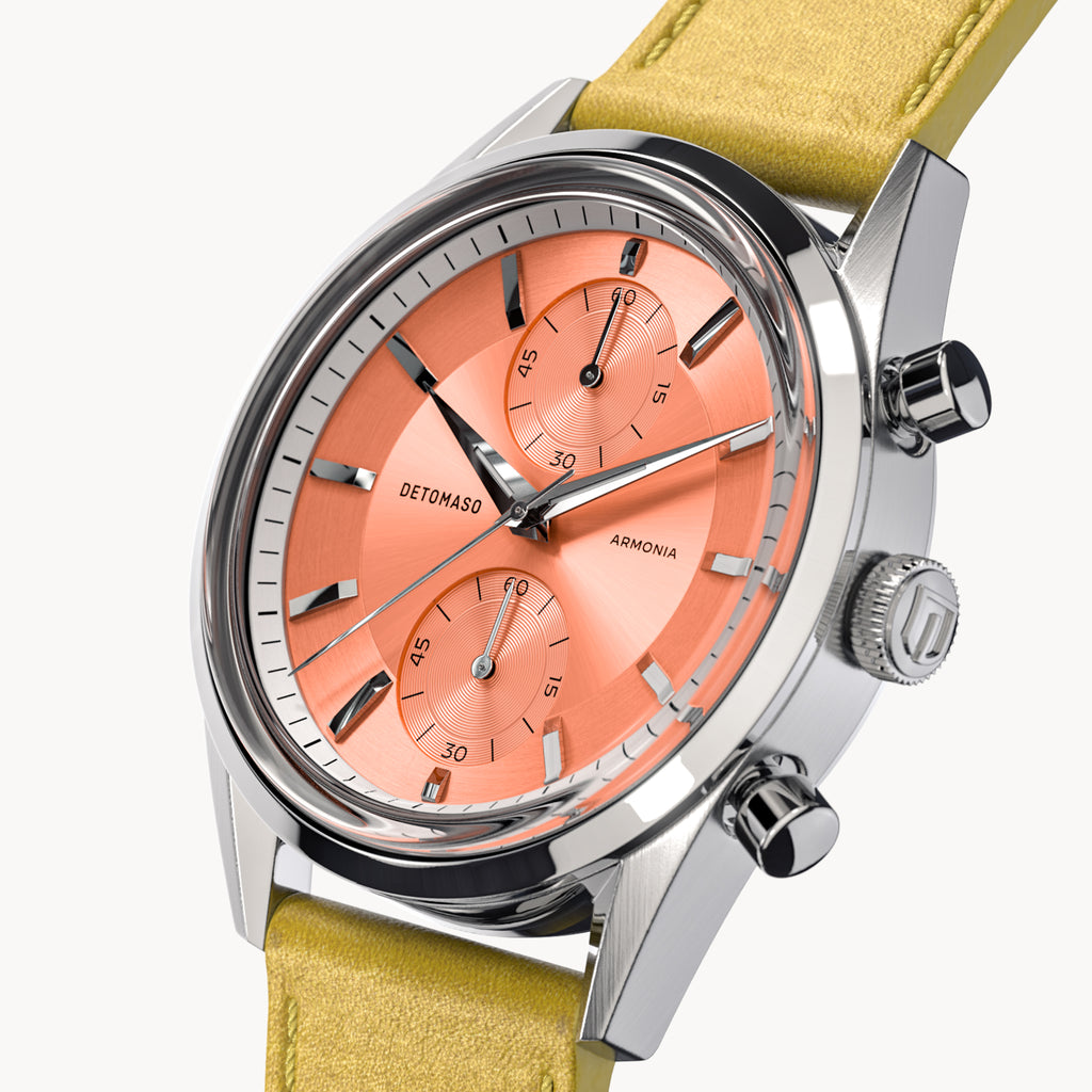 ARMONIA CHRONOGRAPH PEACH - Leather Yellow Smooth - Detomaso Watches
