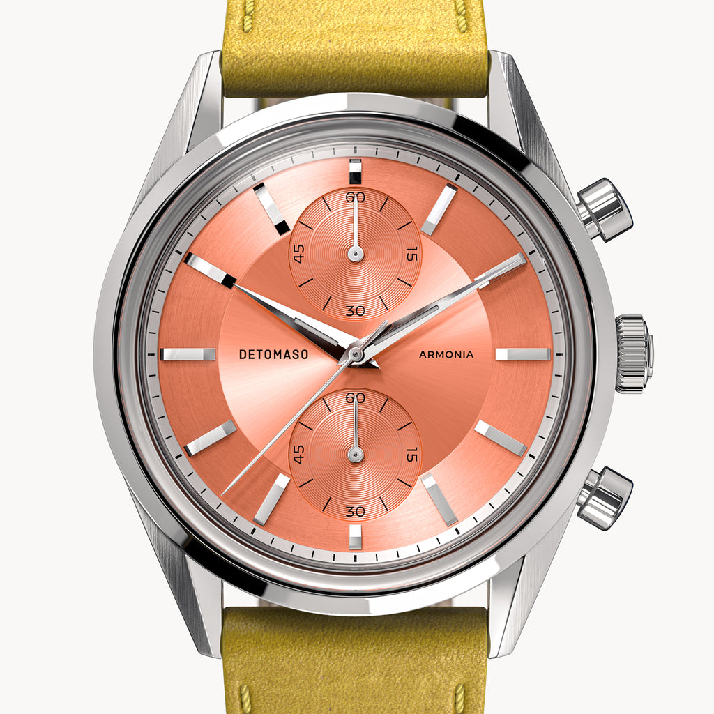 ARMONIA CHRONOGRAPH PEACH - Leather Yellow Smooth - Detomaso Watches
