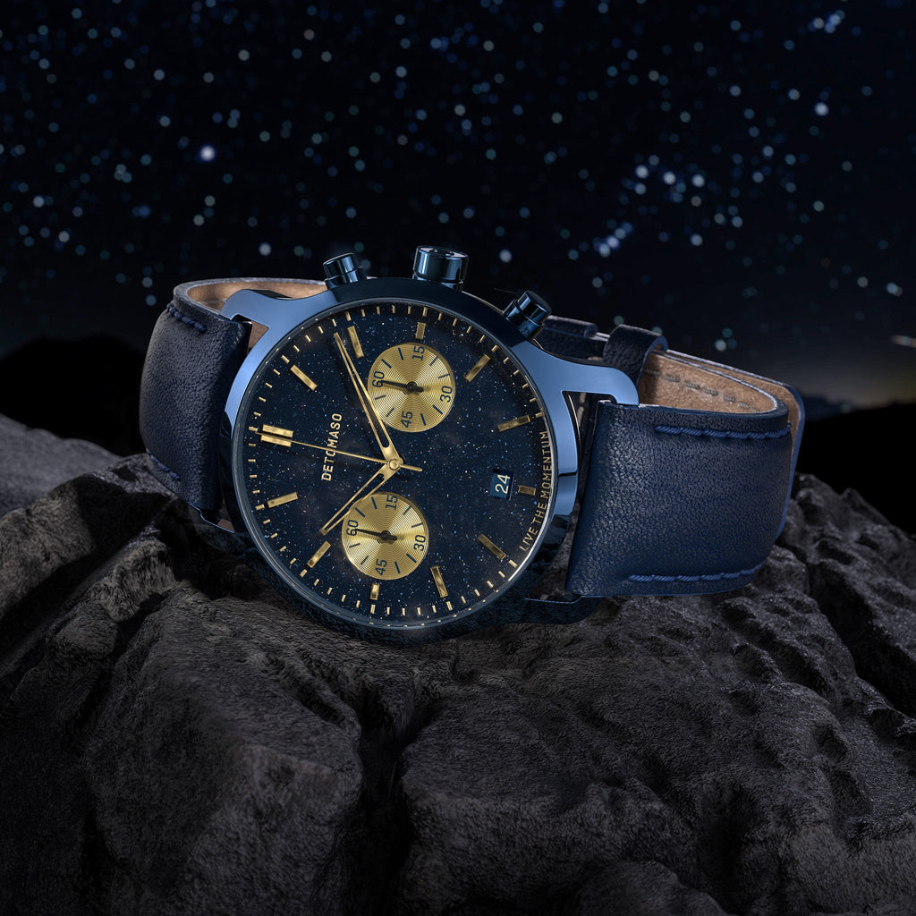 SORPASSO CHRONO STELLA ORO - Leather Dark blue Classic - Detomaso Watches