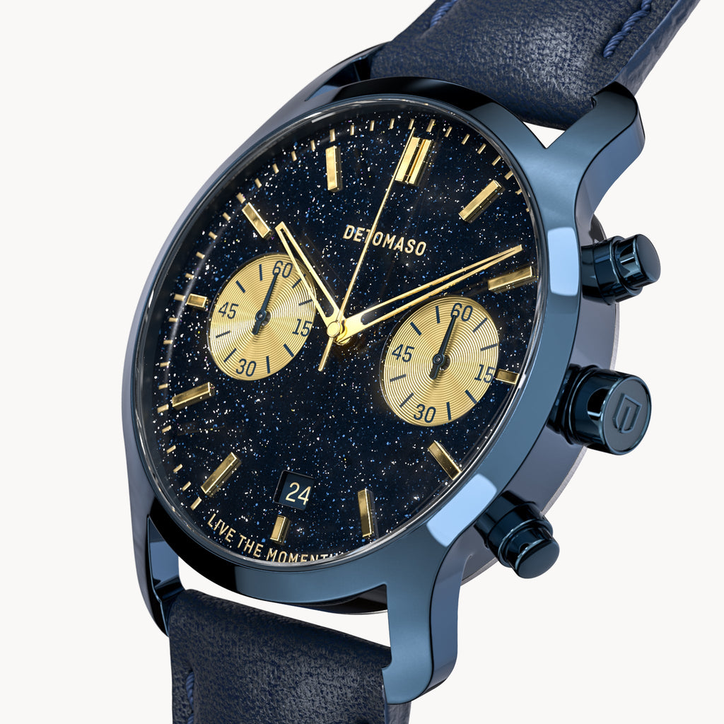SORPASSO CHRONO STELLA ORO - Leather Dark blue Classic - Detomaso Watches