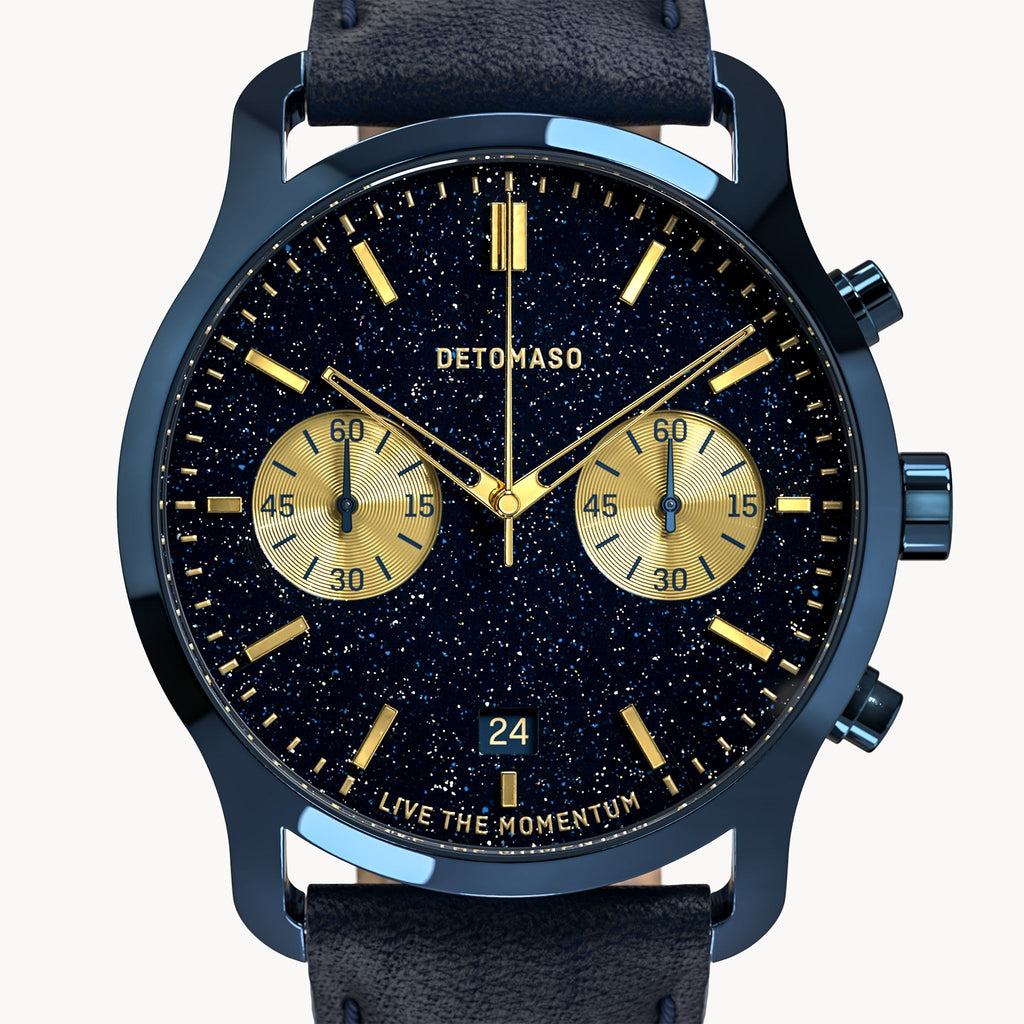 SORPASSO CHRONO STELLA ORO - Leather Dark blue Classic - Detomaso Watches