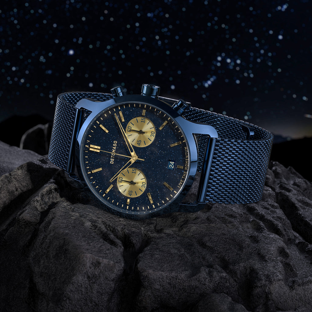 SORPASSO CHRONO STELLA ORO - Mesh Blue Glossy - Detomaso Watches