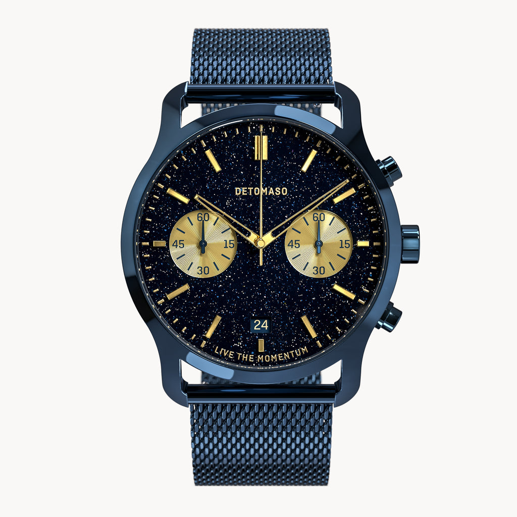 SORPASSO CHRONO STELLA ORO - Mesh Blue Glossy - Detomaso Watches