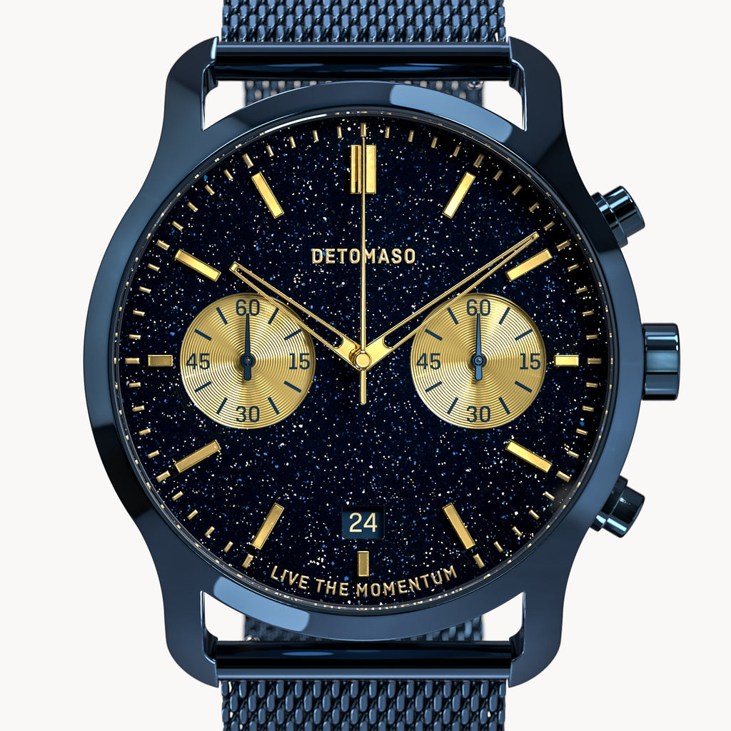 SORPASSO CHRONO STELLA ORO - Mesh Blue Glossy - Detomaso Watches