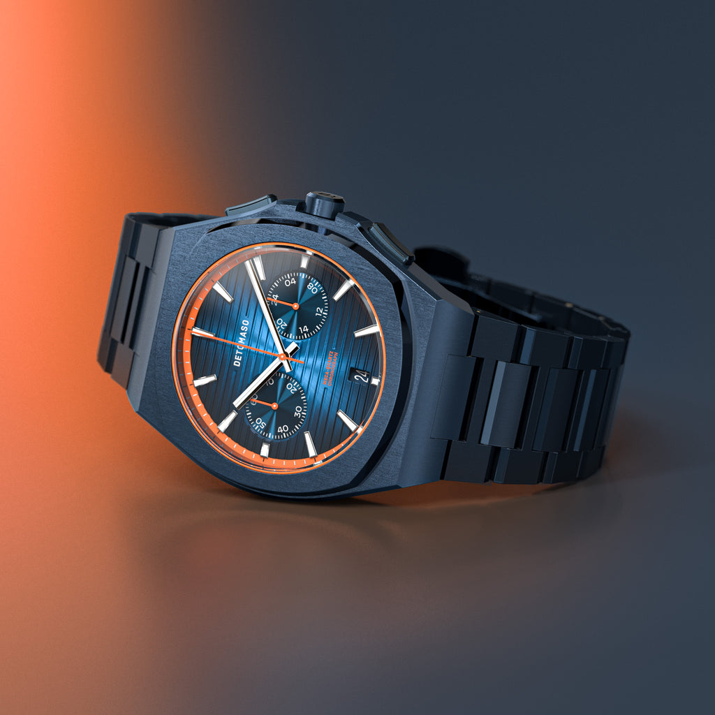 VOLTRE CHRONOGRAPH FIRST EDITION BLUE ORANGE - Stainless steel Blue Brushed Matte - Detomaso Watches