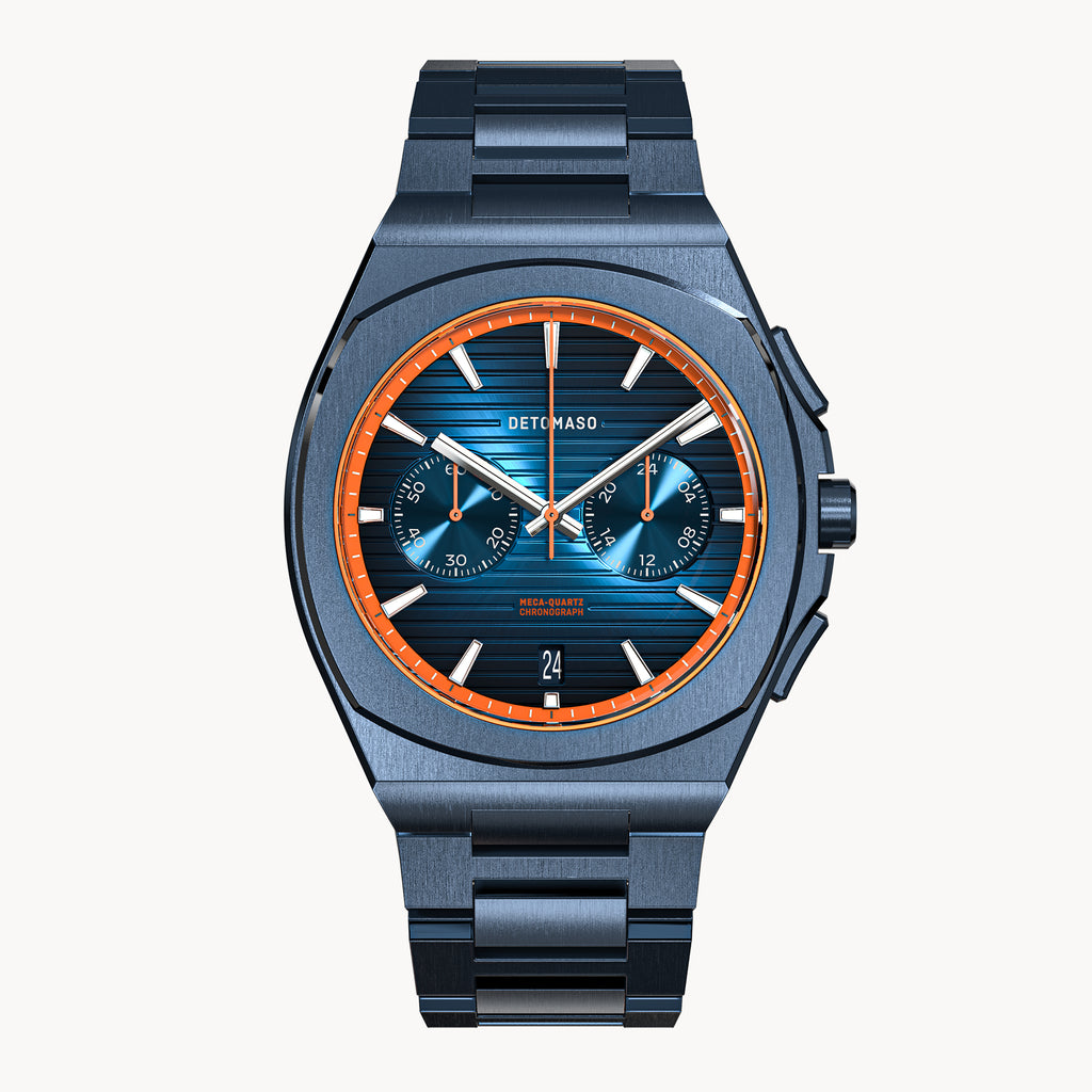 VOLTRE CHRONOGRAPH FIRST EDITION BLUE ORANGE - Stainless steel Blue Brushed Matte - Detomaso Watches