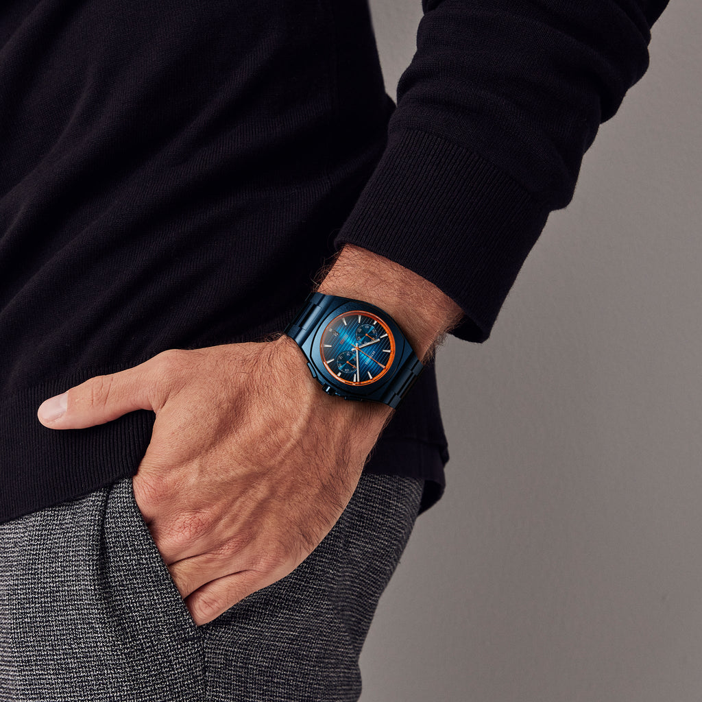 VOLTRE CHRONOGRAPH FIRST EDITION BLUE ORANGE - Stainless steel Blue Brushed Matte - Detomaso Watches