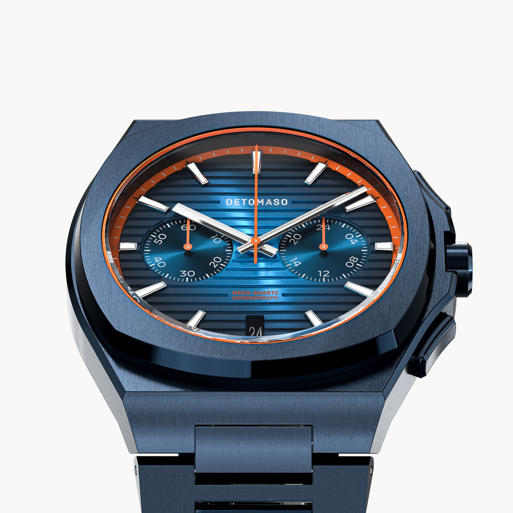 VOLTRE CHRONOGRAPH FIRST EDITION BLUE ORANGE - Stainless steel Blue Brushed Matte - Detomaso Watches