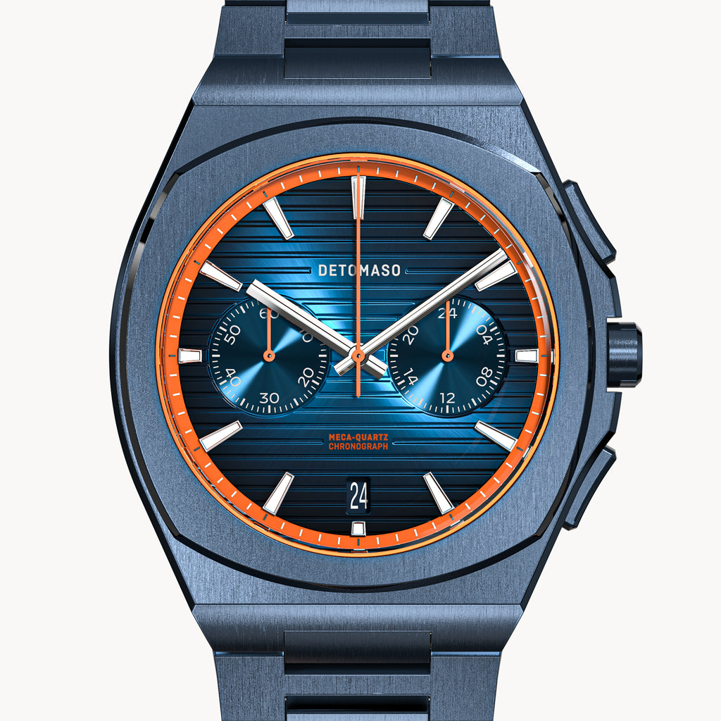 VOLTRE CHRONOGRAPH FIRST EDITION BLUE ORANGE - Stainless steel Blue Brushed Matte - Detomaso Watches