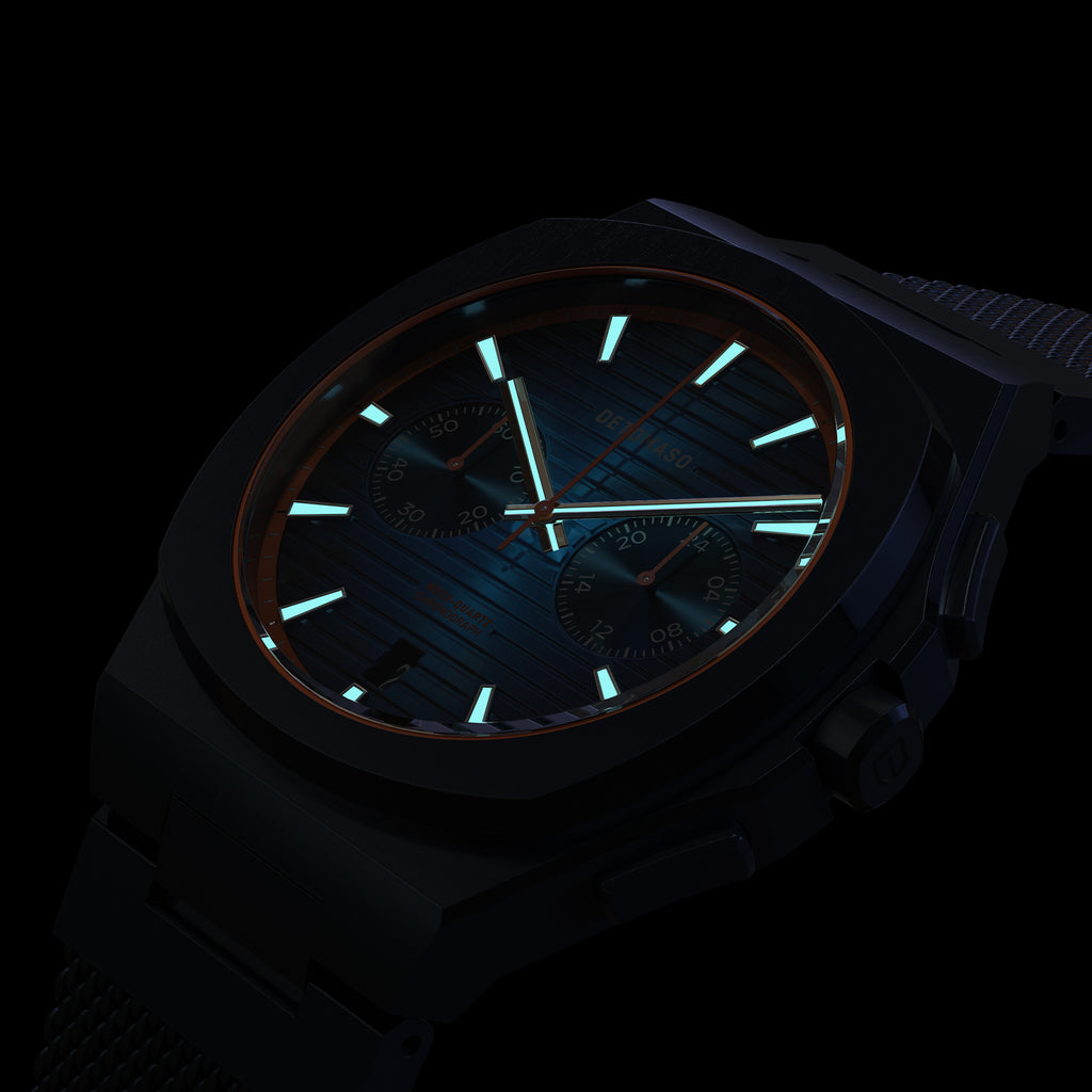VOLTRE CHRONOGRAPH FIRST EDITION BLUE ORANGE - Mesh Blue Brushed Matte - Detomaso Watches