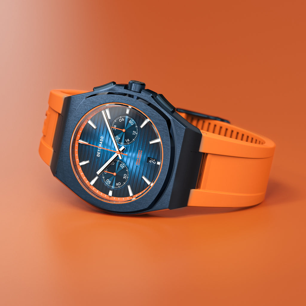 VOLTRE CHRONOGRAPH FIRST EDITION BLUE ORANGE - reTPU Orange Matte - Detomaso Watches