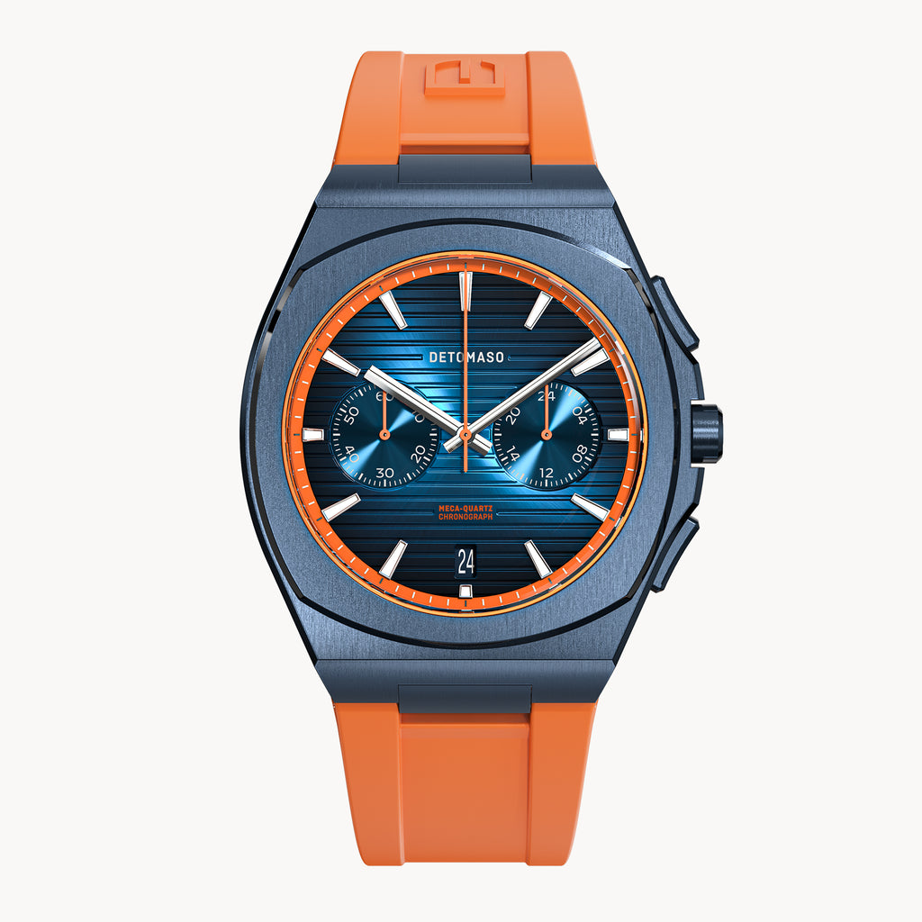 VOLTRE CHRONOGRAPH FIRST EDITION BLUE ORANGE - reTPU Orange Matte - Detomaso Watches
