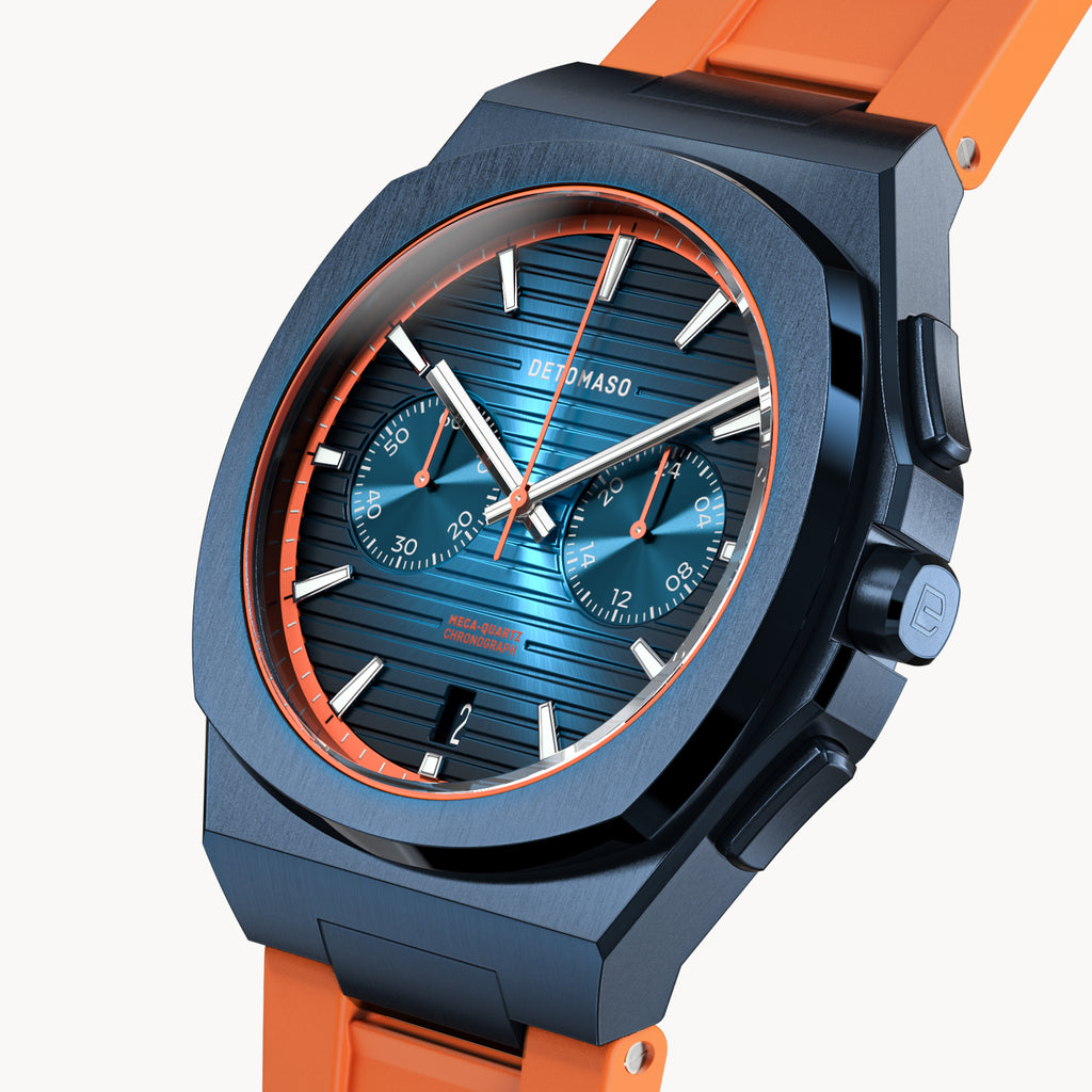 VOLTRE CHRONOGRAPH FIRST EDITION BLUE ORANGE - reTPU Orange Matte - Detomaso Watches