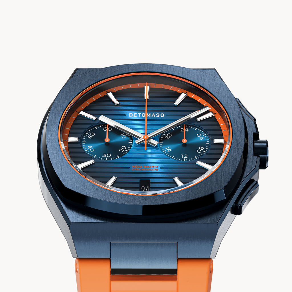 VOLTRE CHRONOGRAPH FIRST EDITION BLUE ORANGE - reTPU Orange Matte - Detomaso Watches