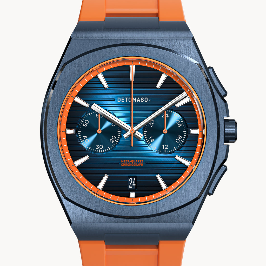 VOLTRE CHRONOGRAPH FIRST EDITION BLUE ORANGE - reTPU Orange Matte - Detomaso Watches
