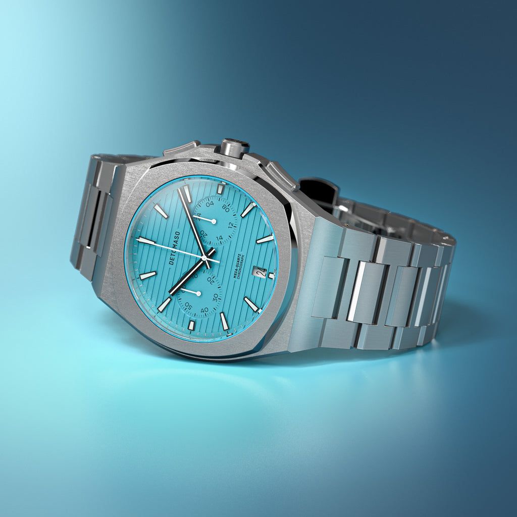 VOLTRE CHRONOGRAPH FIRST EDITION MINTY BLUE - Stainless steel Silver Matte - Detomaso Watches