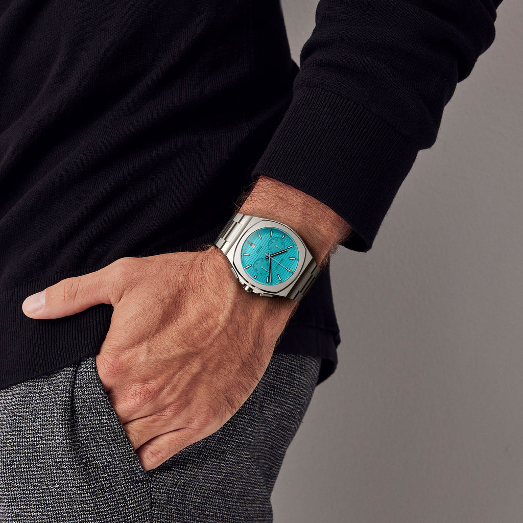 VOLTRE CHRONOGRAPH FIRST EDITION MINTY BLUE - Stainless steel Silver Matte - Detomaso Watches