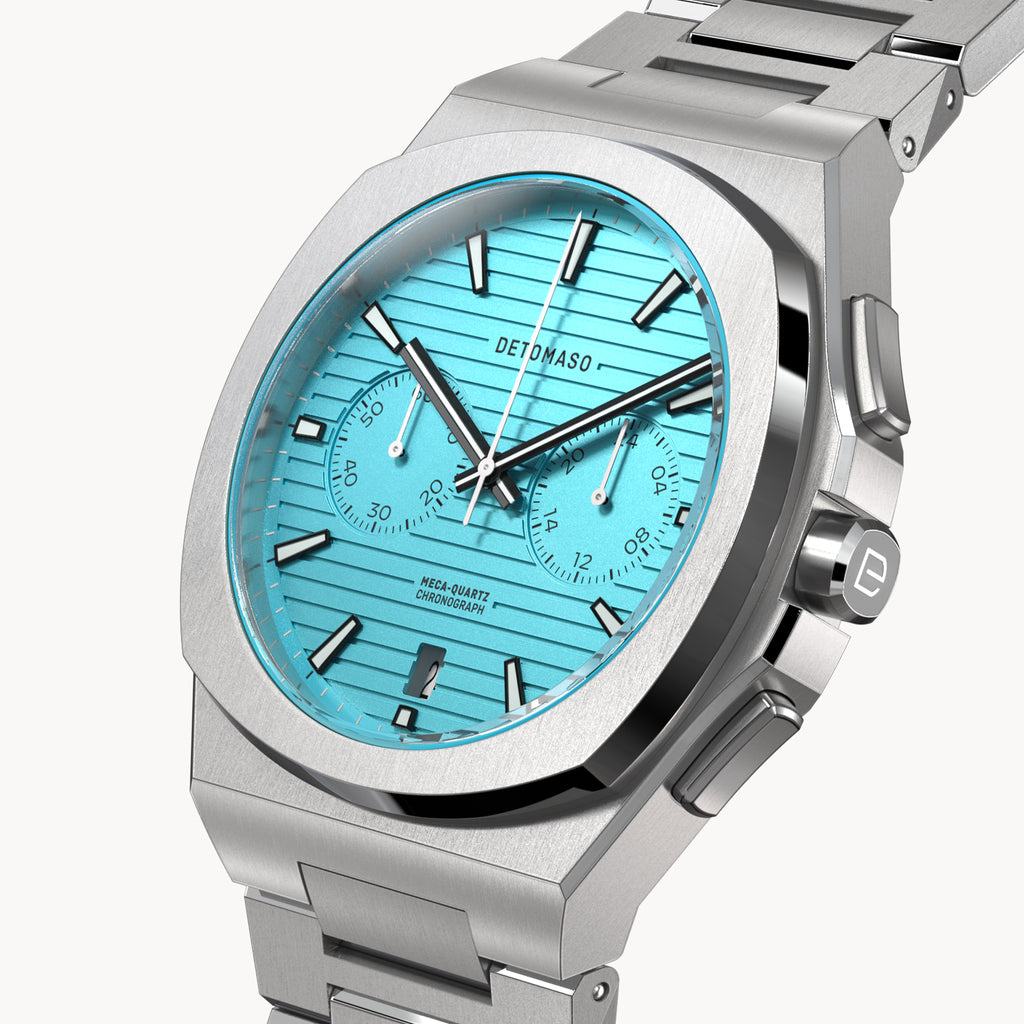 VOLTRE CHRONOGRAPH FIRST EDITION MINTY BLUE - Stainless steel Silver Matte - Detomaso Watches