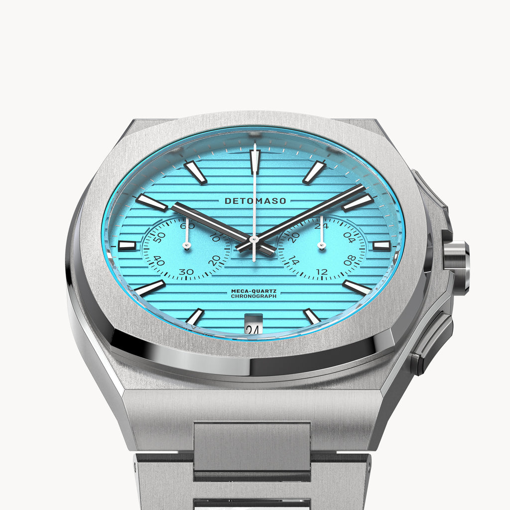 VOLTRE CHRONOGRAPH FIRST EDITION MINTY BLUE - Stainless steel Silver Matte - Detomaso Watches
