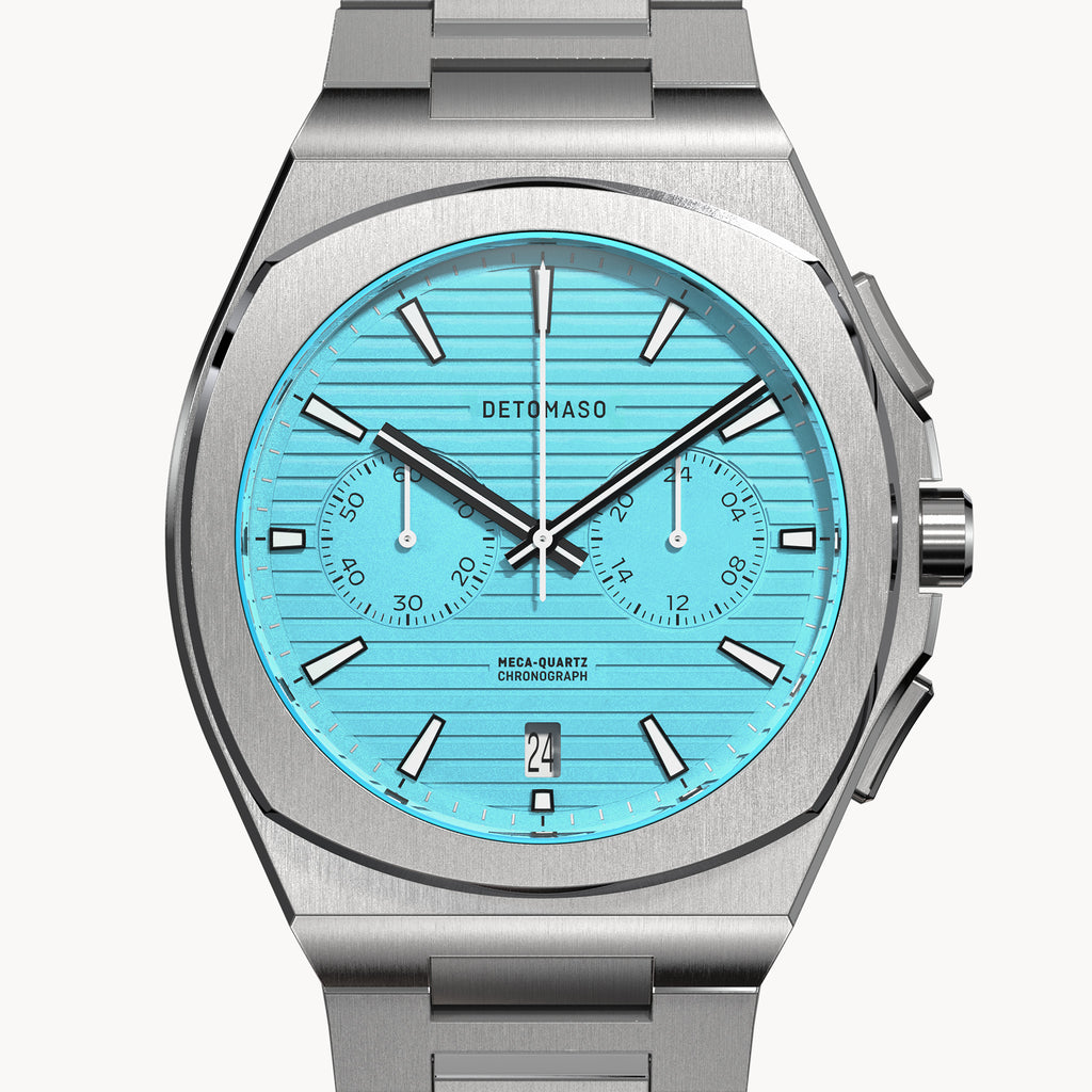 VOLTRE CHRONOGRAPH FIRST EDITION MINTY BLUE - Stainless steel Silver Matte - Detomaso Watches