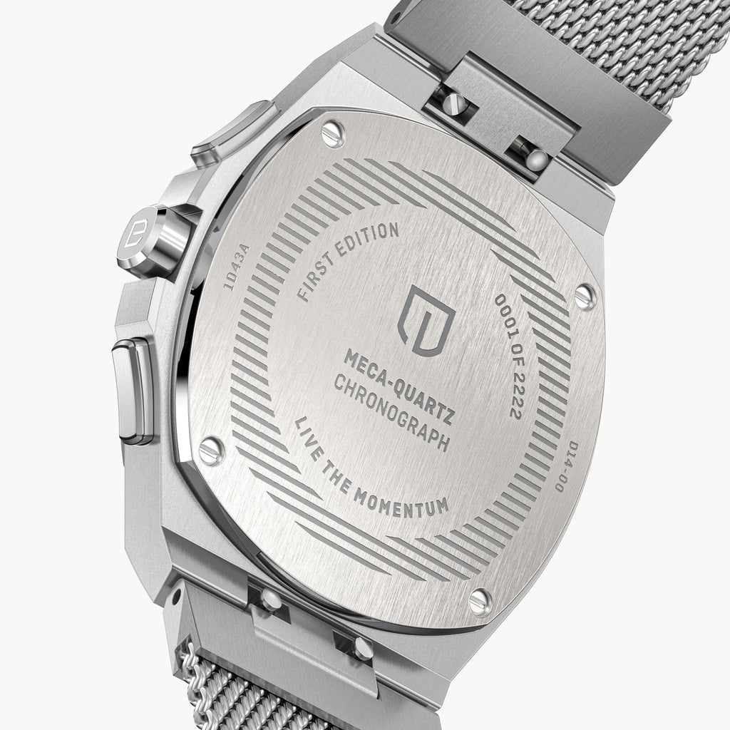 VOLTRE CHRONOGRAPH FIRST EDITION MINTY BLUE - Mesh Silver Brushed - Detomaso Watches