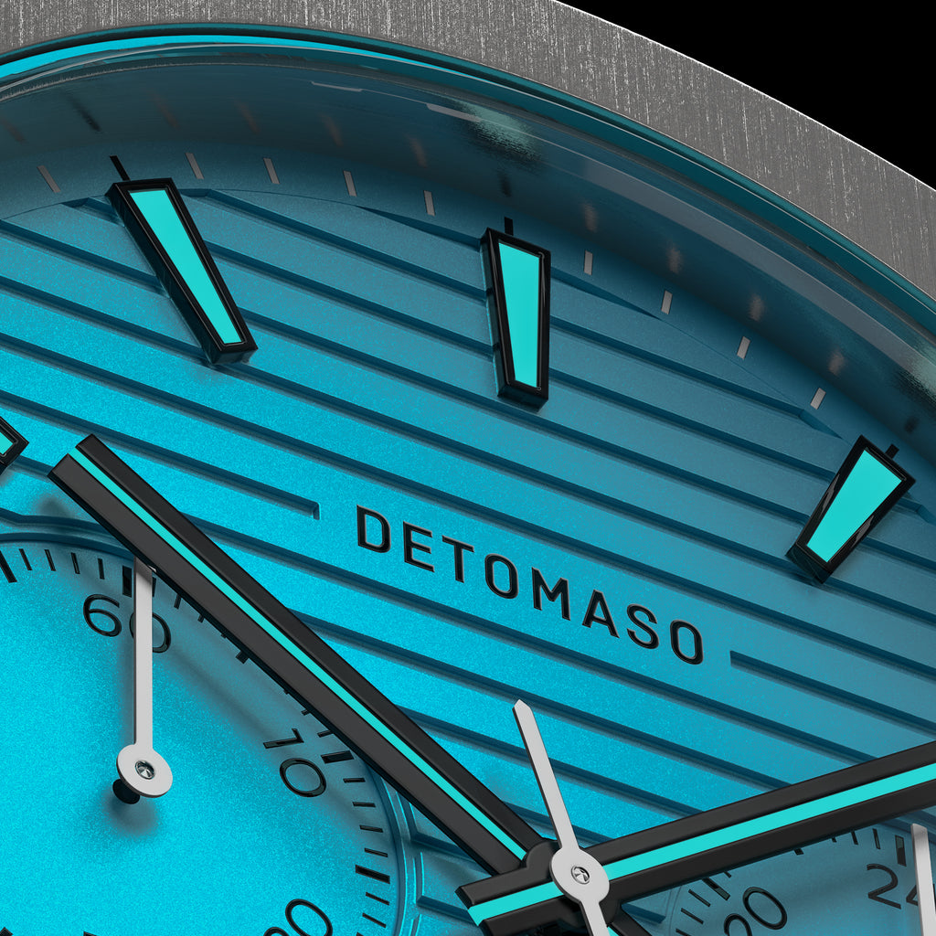VOLTRE CHRONOGRAPH FIRST EDITION MINTY BLUE - Mesh Silver Brushed - Detomaso Watches