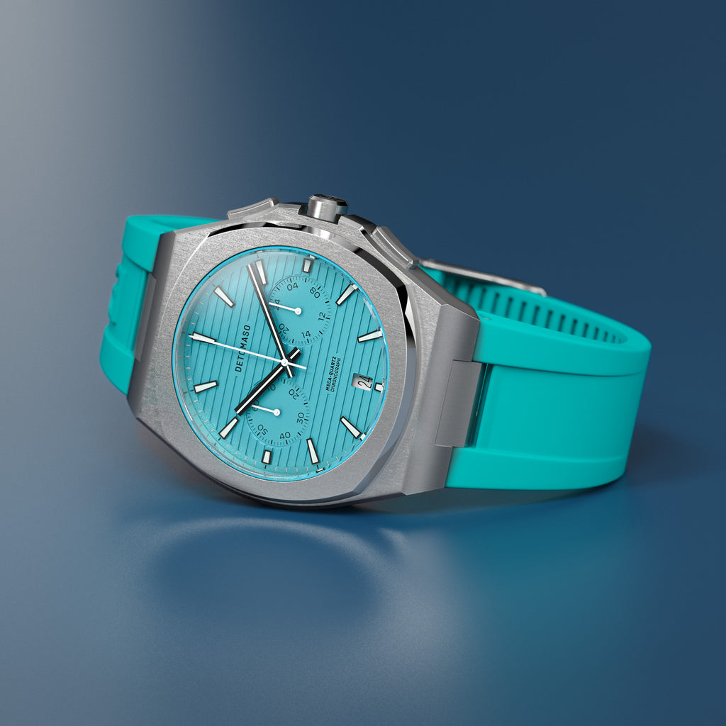 VOLTRE CHRONOGRAPH FIRST EDITION MINTY BLUE - reTPU Turquoise Matte - Detomaso Watches