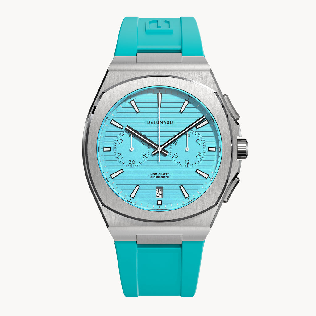 VOLTRE CHRONOGRAPH FIRST EDITION MINTY BLUE - reTPU Turquoise Matte - Detomaso Watches