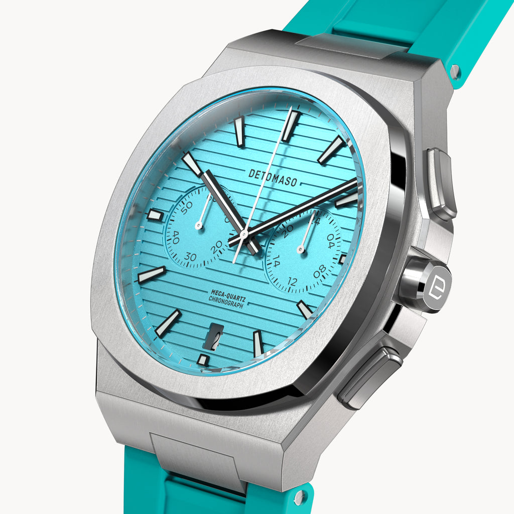 VOLTRE CHRONOGRAPH FIRST EDITION MINTY BLUE - reTPU Turquoise Matte - Detomaso Watches