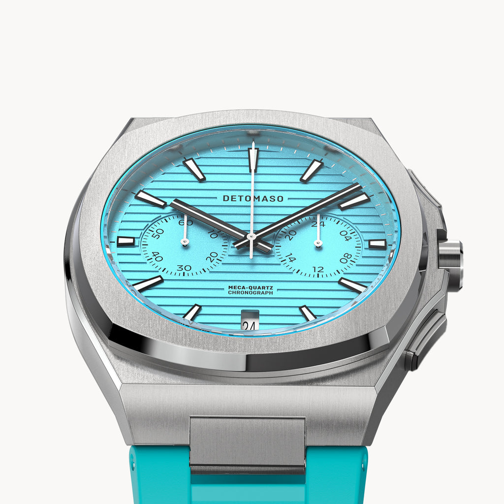 VOLTRE CHRONOGRAPH FIRST EDITION MINTY BLUE - reTPU Turquoise Matte - Detomaso Watches