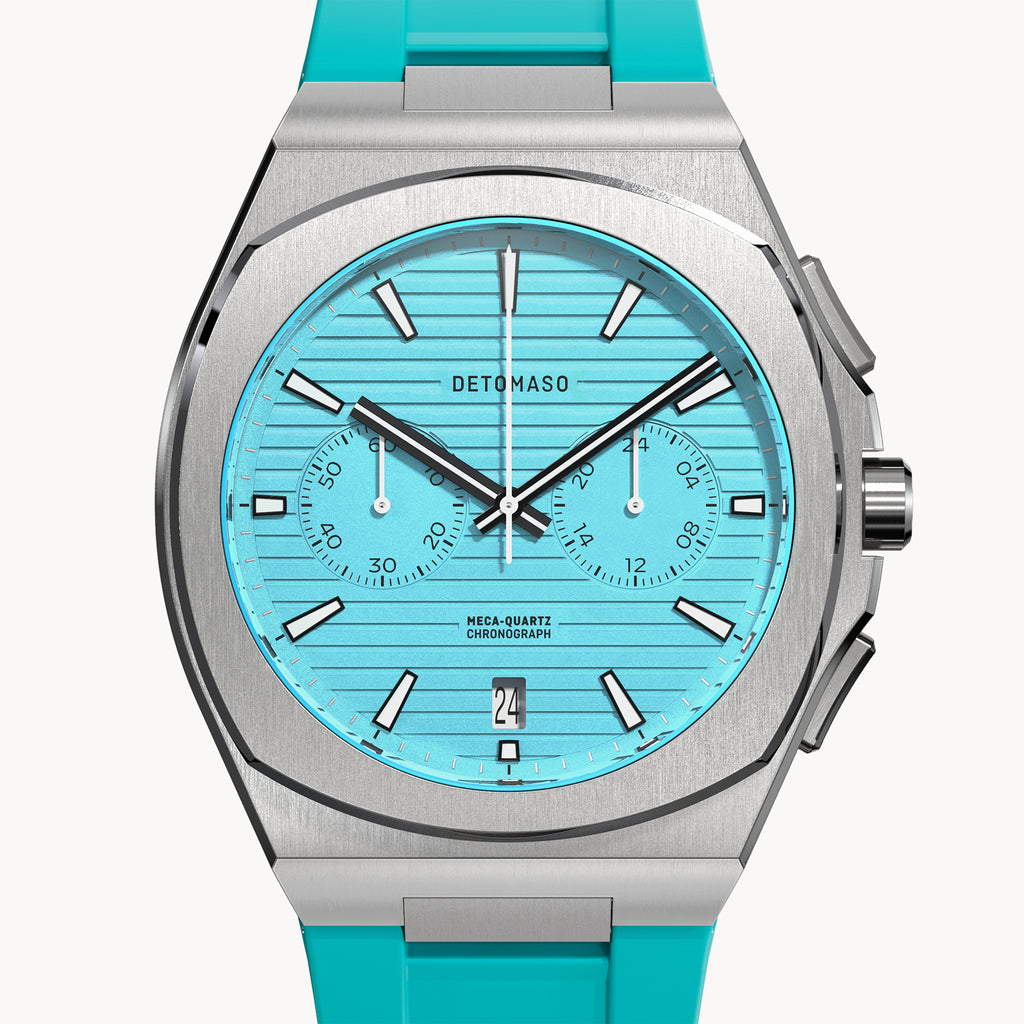 VOLTRE CHRONOGRAPH FIRST EDITION MINTY BLUE - reTPU Turquoise Matte - Detomaso Watches