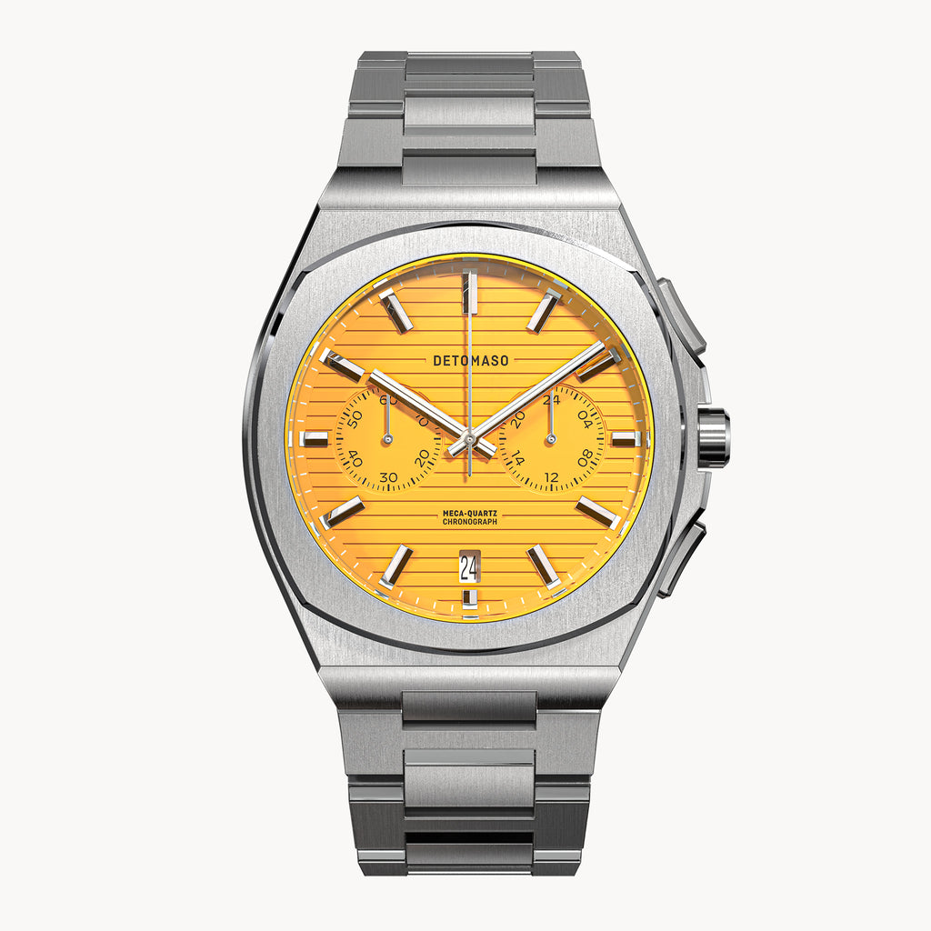 VOLTRE CHRONOGRAPH FIRST EDITION GIALLO - Stainless steel Silver Matte - Detomaso Watches