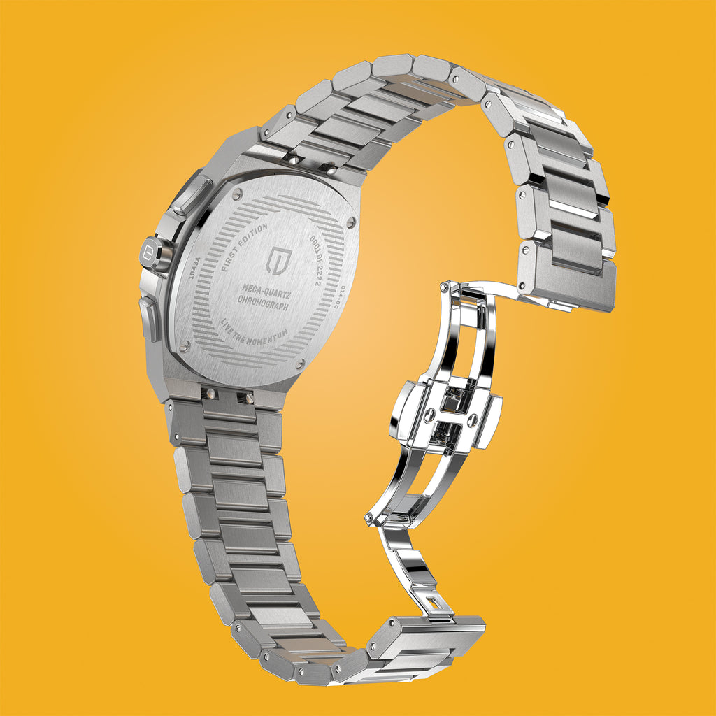 VOLTRE CHRONOGRAPH FIRST EDITION GIALLO - Stainless steel Silver Matte - Detomaso Watches