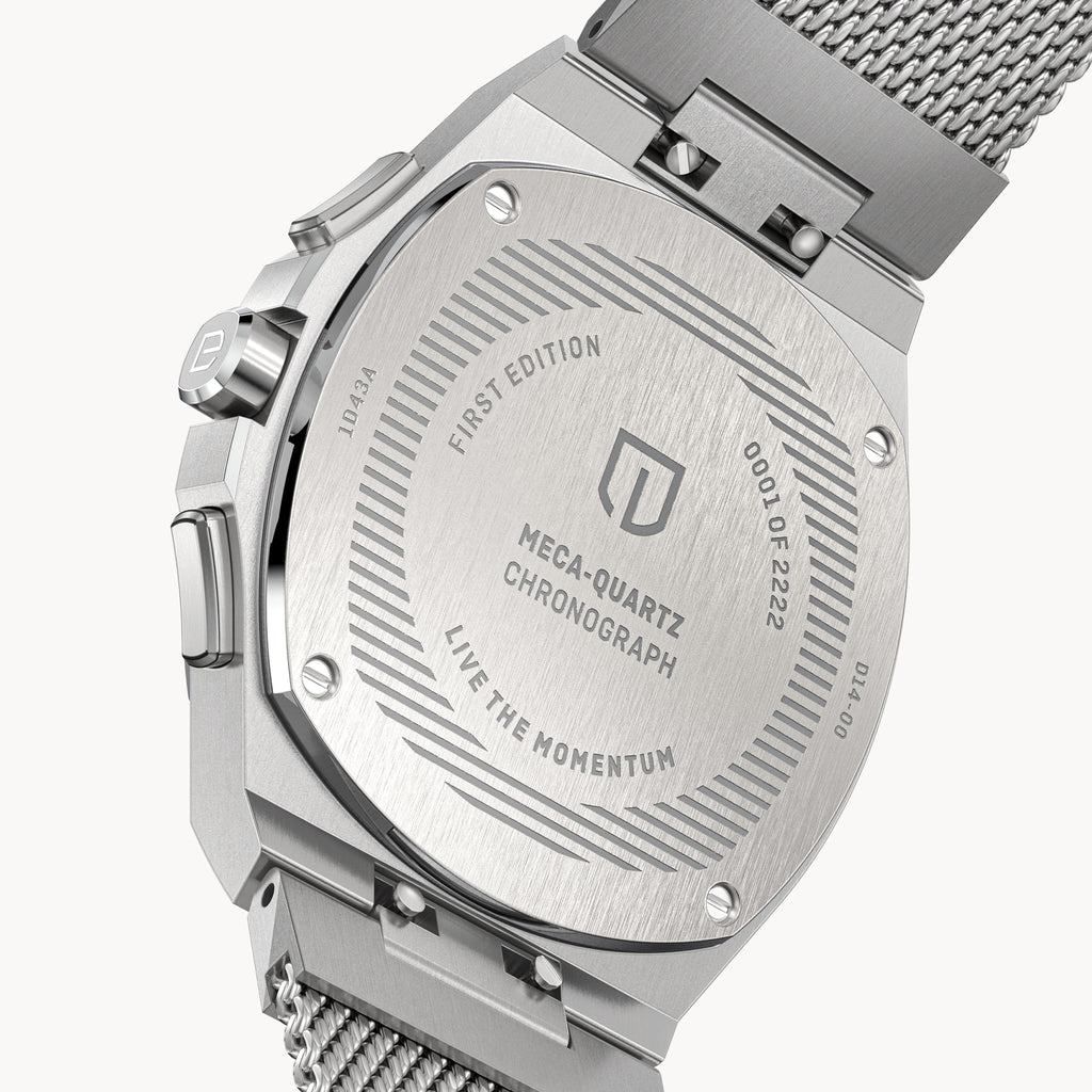 VOLTRE CHRONOGRAPH FIRST EDITION GIALLO - Mesh Silver Brushed - Detomaso Watches