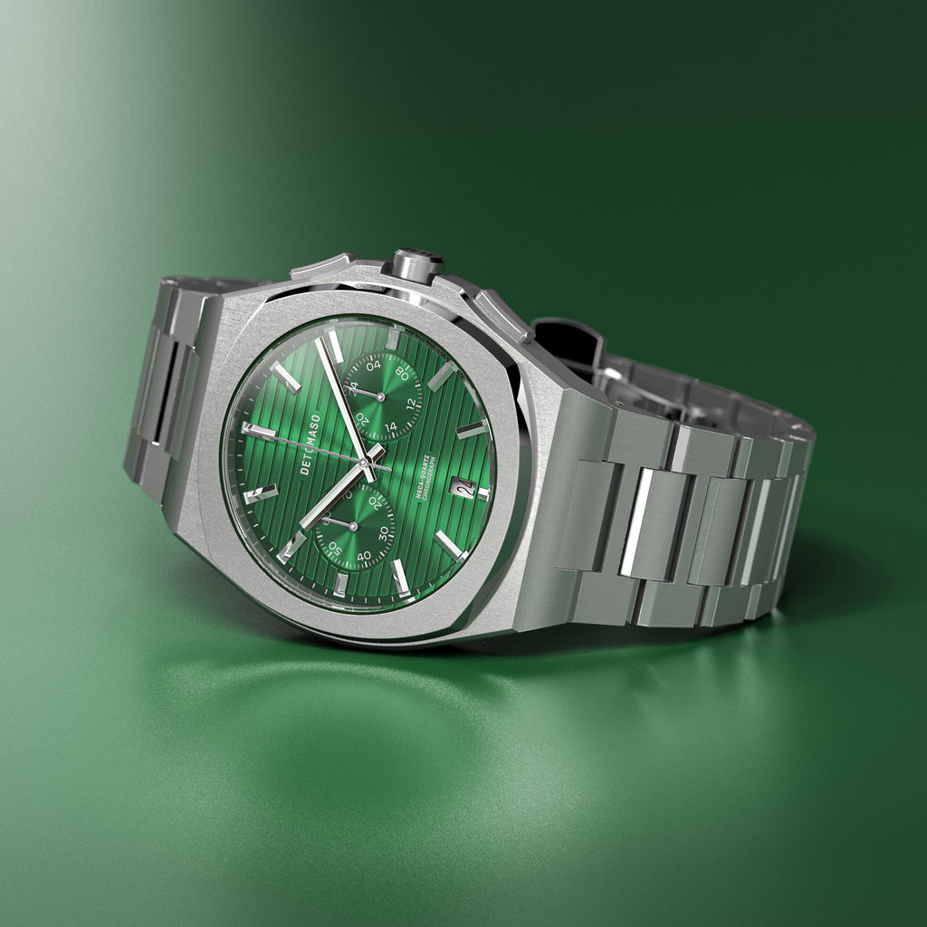 VOLTRE CHRONOGRAPH FIRST EDITION GREEN - Stainless steel Silver Matte - Detomaso Watches