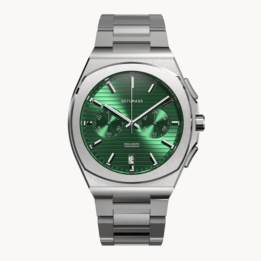 VOLTRE CHRONOGRAPH FIRST EDITION GREEN - Stainless steel Silver Matte - Detomaso Watches