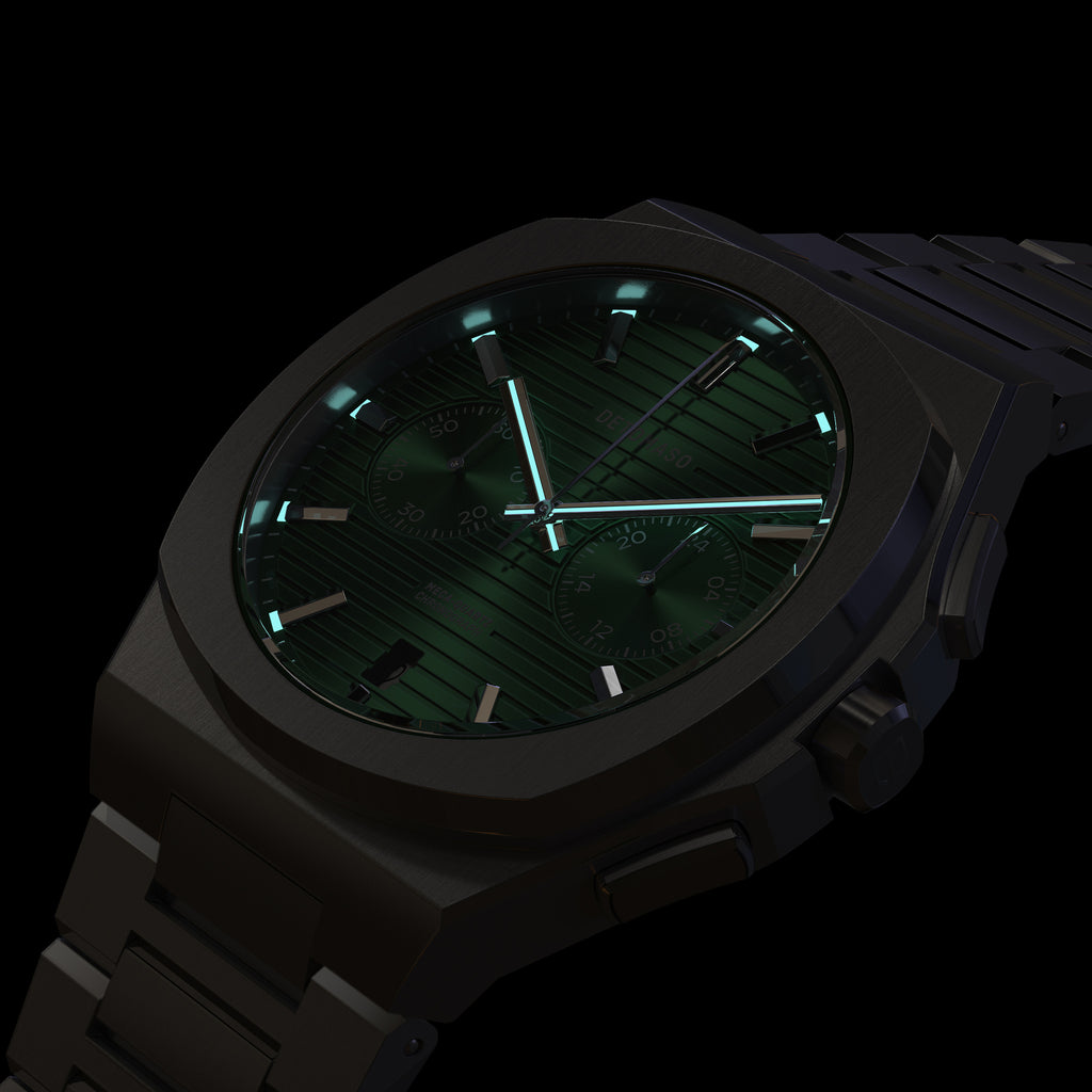 VOLTRE CHRONOGRAPH FIRST EDITION GREEN - Stainless steel Silver Matte - Detomaso Watches