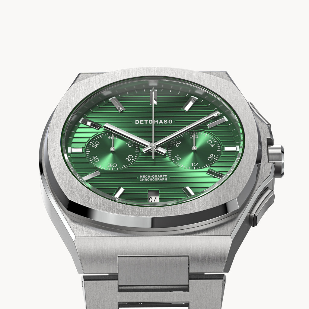 VOLTRE CHRONOGRAPH FIRST EDITION GREEN - Stainless steel Silver Matte - Detomaso Watches