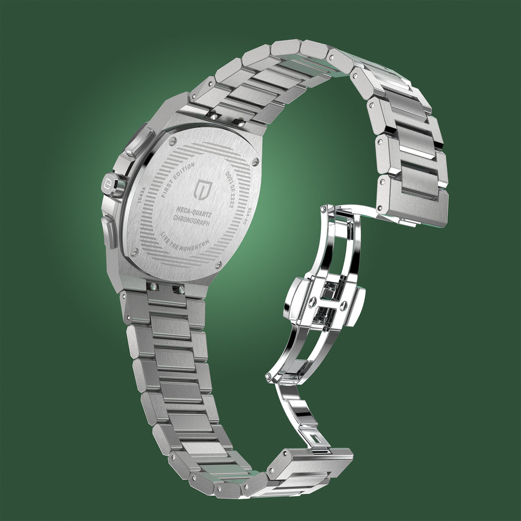 VOLTRE CHRONOGRAPH FIRST EDITION GREEN - Stainless steel Silver Matte - Detomaso Watches