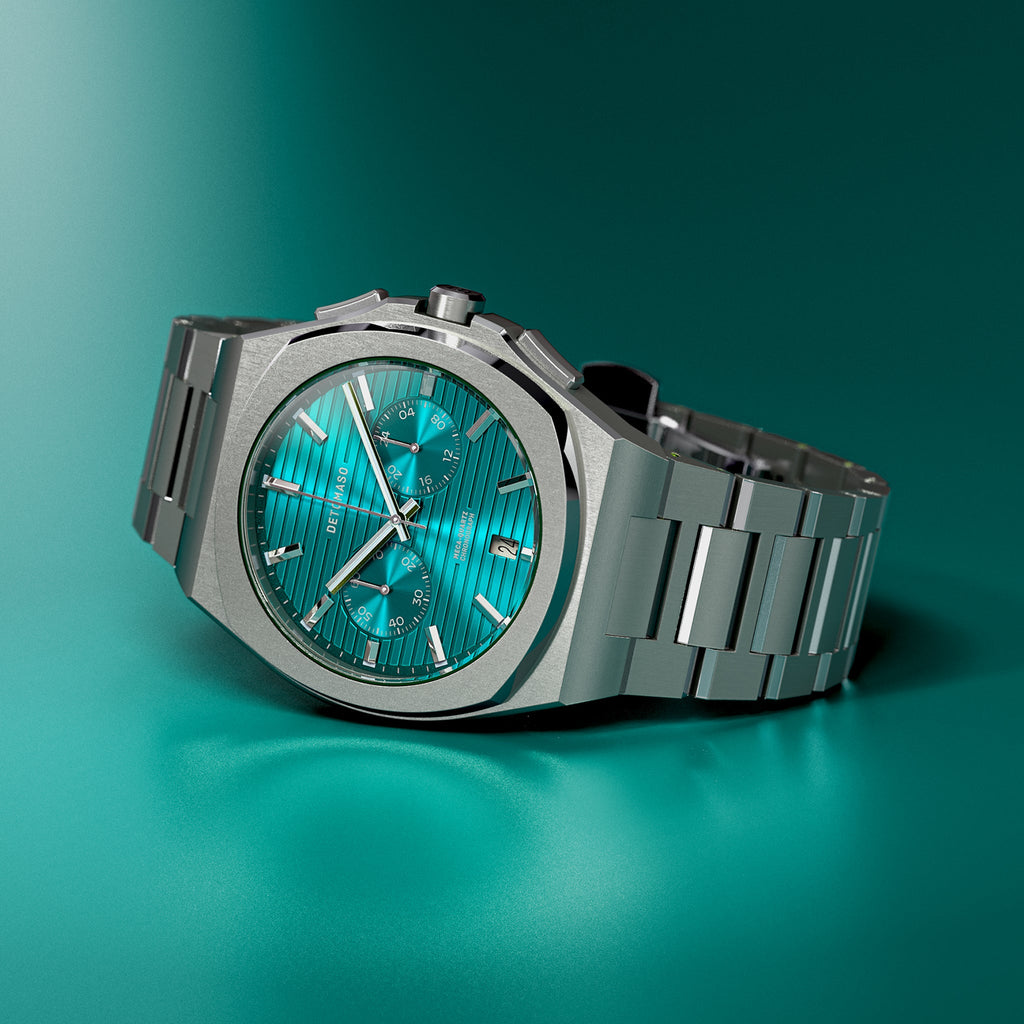 VOLTRE CHRONO PETROL - Stainless steel Silver Matte - Detomaso Watches