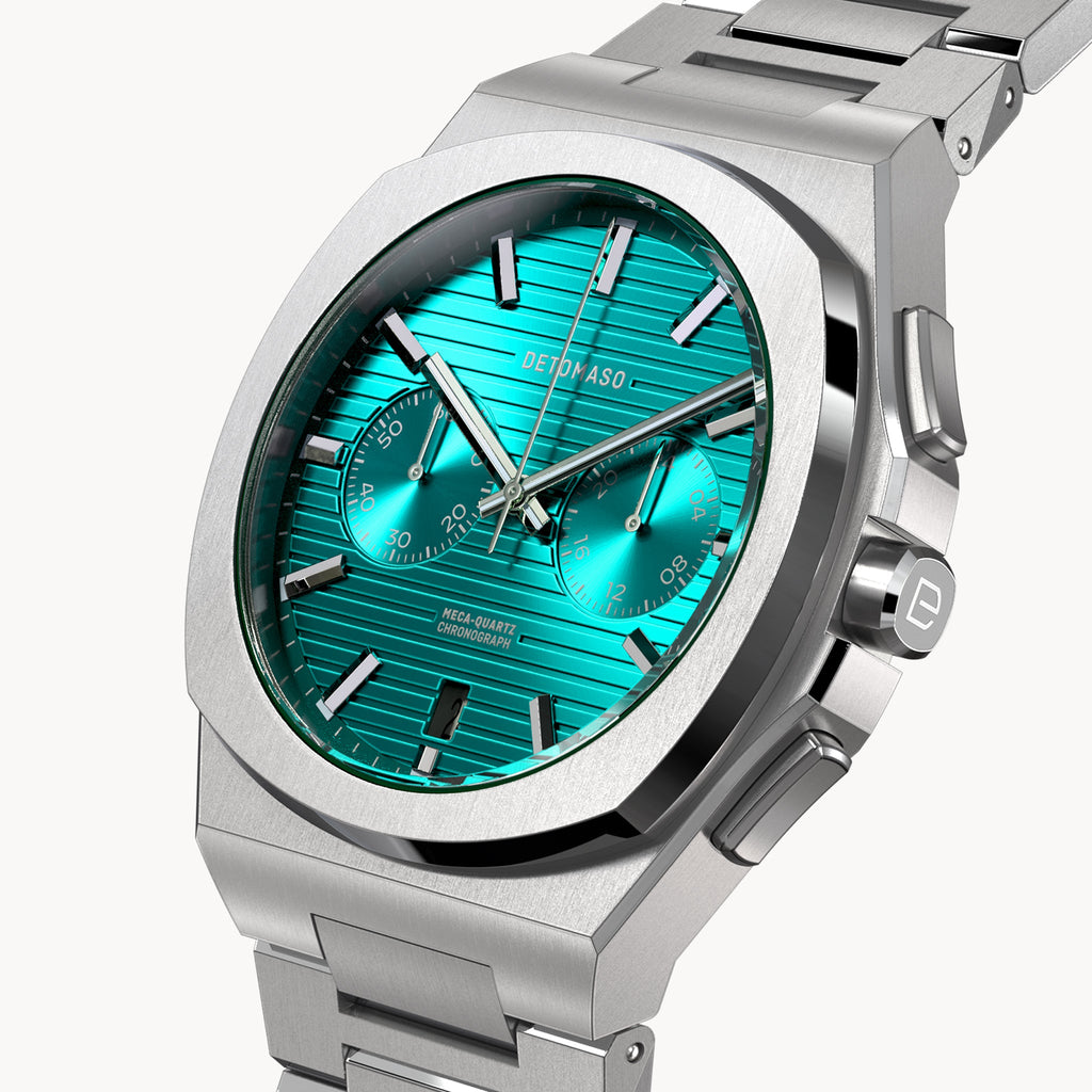 VOLTRE CHRONO PETROL - Stainless steel Silver Matte - Detomaso Watches