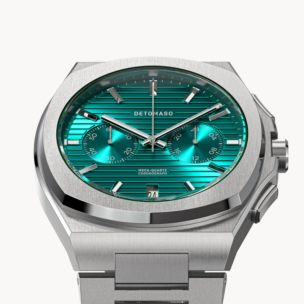 VOLTRE CHRONO PETROL - Stainless steel Silver Matte - Detomaso Watches